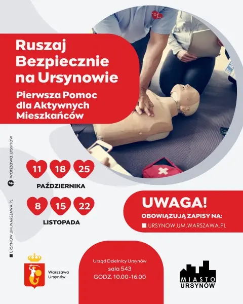 Ruszaj Bezpiecznie na Ursynowie - bezpłatne warsztatu pierwszej pomocy Ruszaj Bezpiecznie na Ursynowie - bezpłatne warsztatu pierwszej pomocy