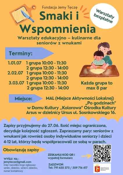 Smaki I Wspomnienia - BEZPŁATNE WARSZTATY EDUKACYJNO-KULINARNE DLA SENIOROW Z DZIEĆMI [godz. 10:00 i 12:30]