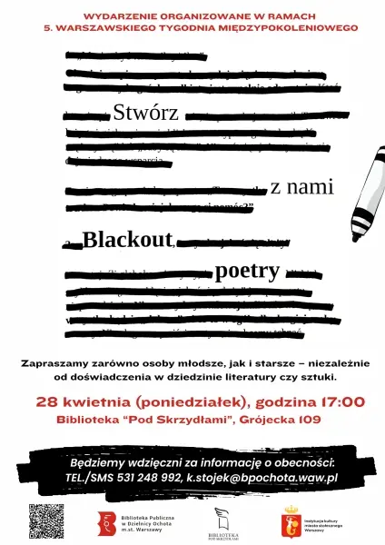 Warsztaty blackout poetry! Bez limitu wiekowego