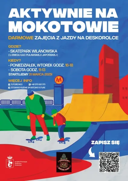 Aktywnie na Mokotowie - bezpłatne zajęcia z jazdy na deskorolce