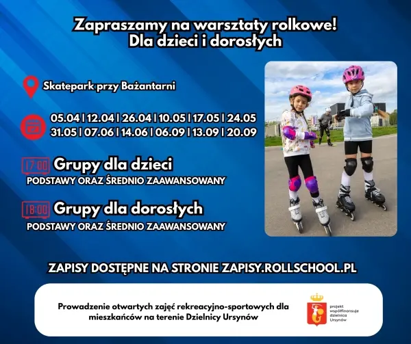 Warsztaty rolkowe na Ursynowie dla dzieci [godz. 17:00] i dorosłych [godz. 18:00]