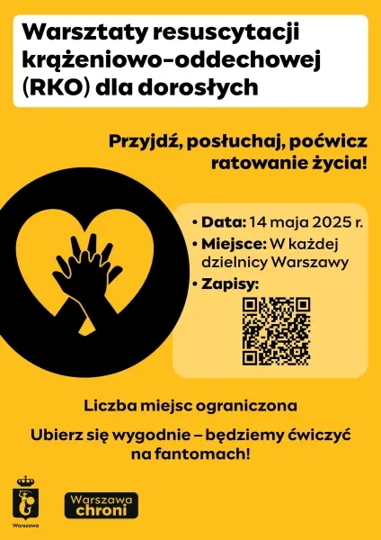 Warsztaty resuscytacji krążeniowo-oddechowej (RKO) dla dorosłych [godz. 10:00, 11:10, 16:00, 17:10]