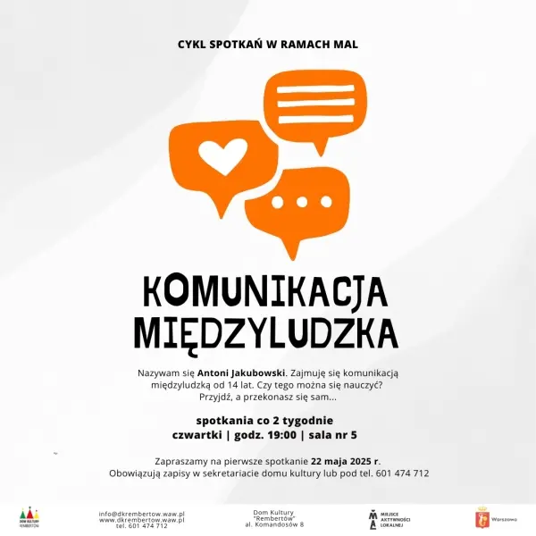 Komunikacja międzyludzka - cykl darmowych spotkań w ramach MAL
